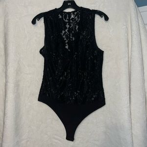 Bebe stretchy black floral lace bodysuit